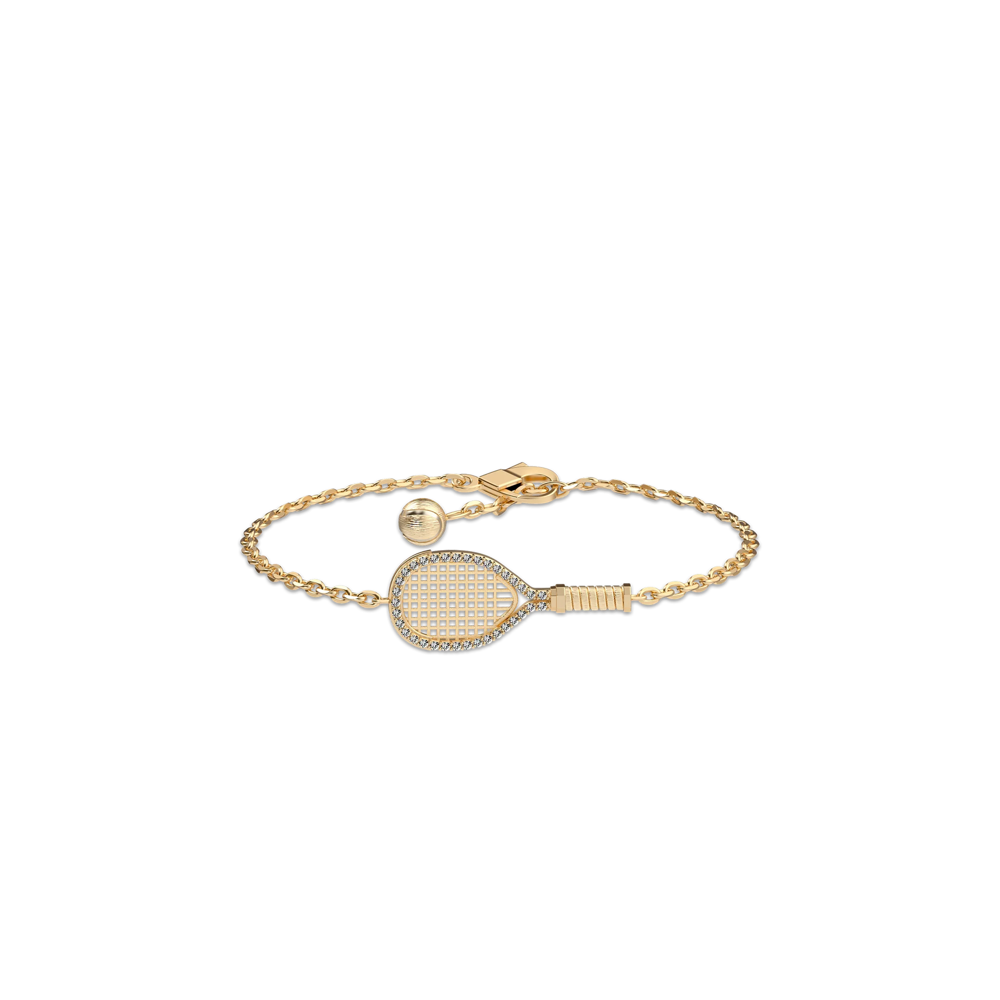 The Tennis Bracelet, White Diamond Halo - PASCAL#color_18k-yellow-gold-vermeil-white-diamond