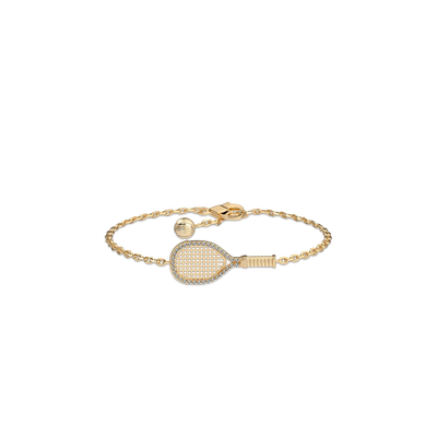 The Tennis Bracelet, White Diamond Halo - PASCAL#color_18k-yellow-gold-vermeil-white-diamond