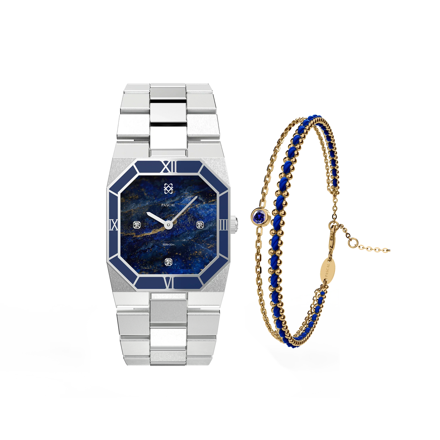 Achteckige Emaille Diamant Uhr Geschenkset