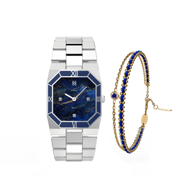 Achteckige Emaille Diamant Uhr Geschenkset