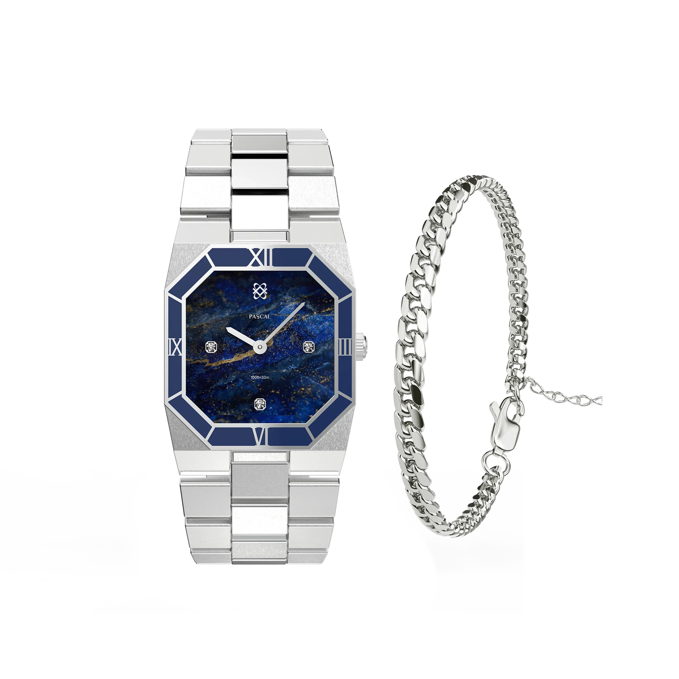 Achteckige Emaille Diamant Uhr Geschenkset