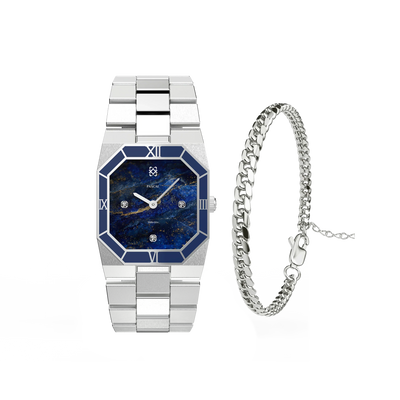 Achteckige Emaille Diamant Uhr Geschenkset