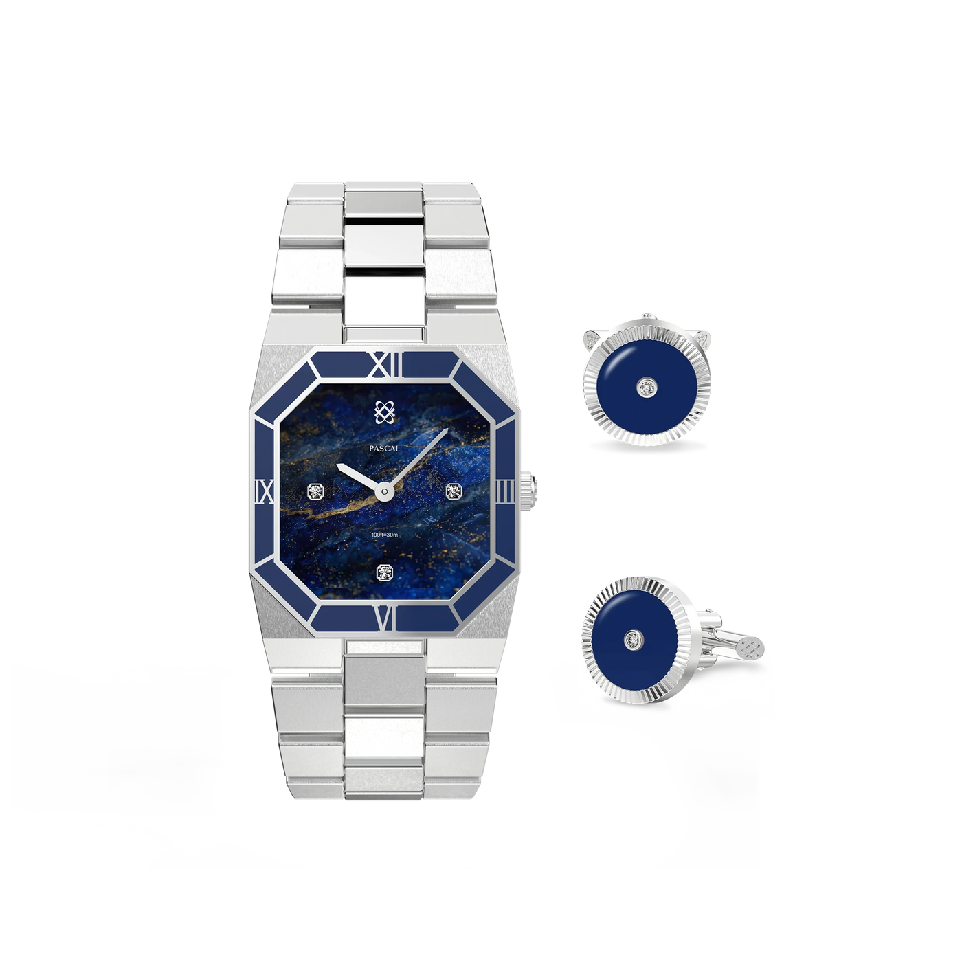 Achteckige Emaille Diamant Uhr Geschenkset