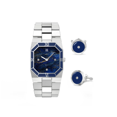 Achteckige Emaille Diamant Uhr Geschenkset