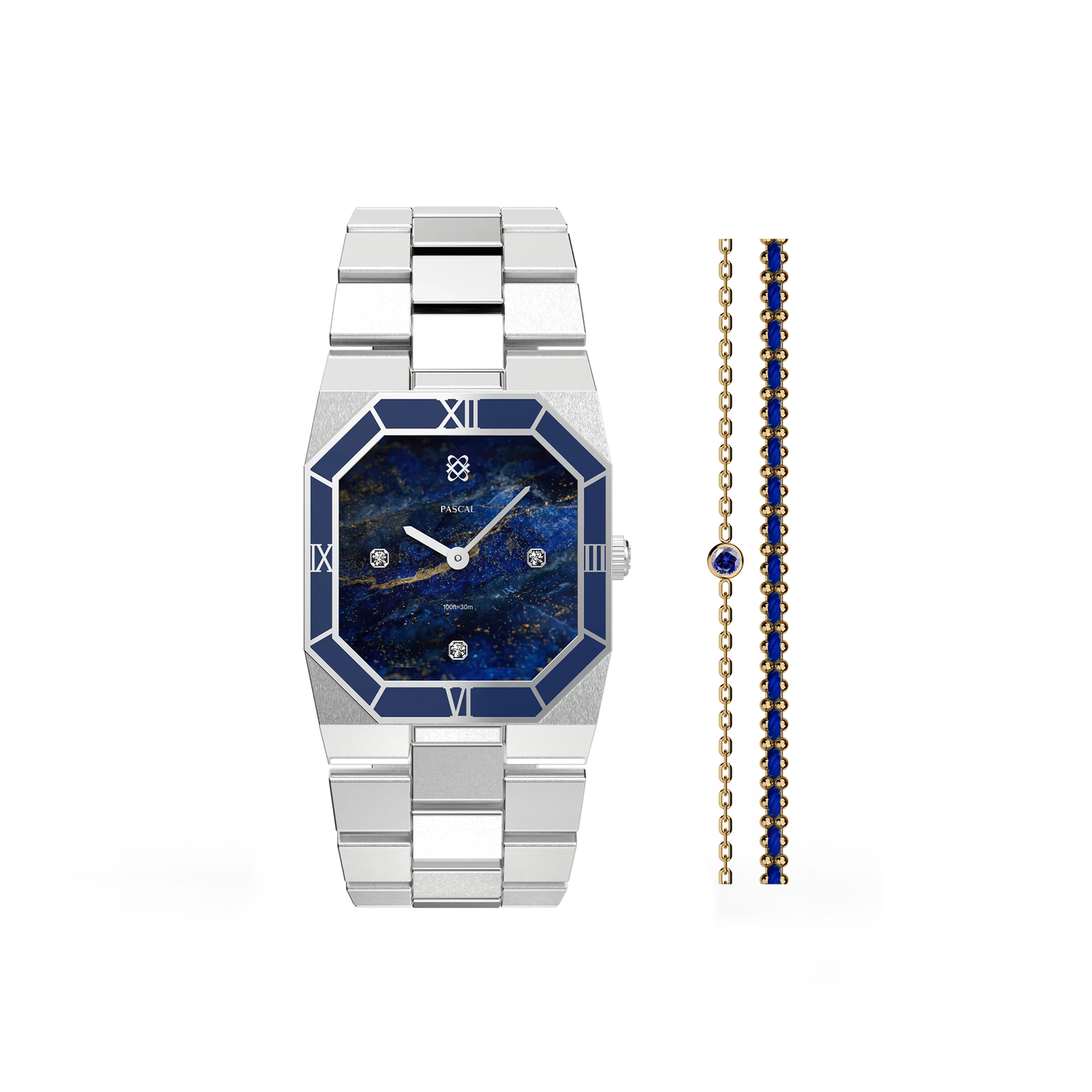 Achteckige Emaille Diamant Uhr Geschenkset