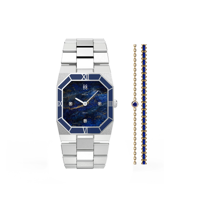 Achteckige Emaille Diamant Uhr Geschenkset