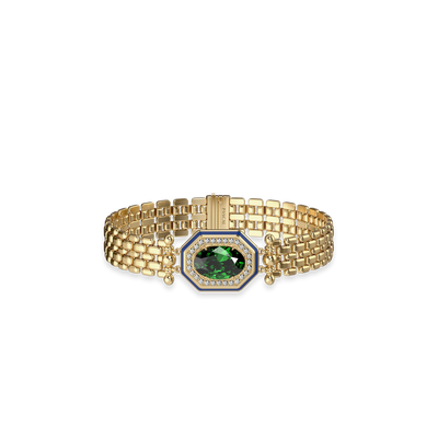 Renaissance Gemstone Diamond Bracelet - PASCAL#color_verdant
