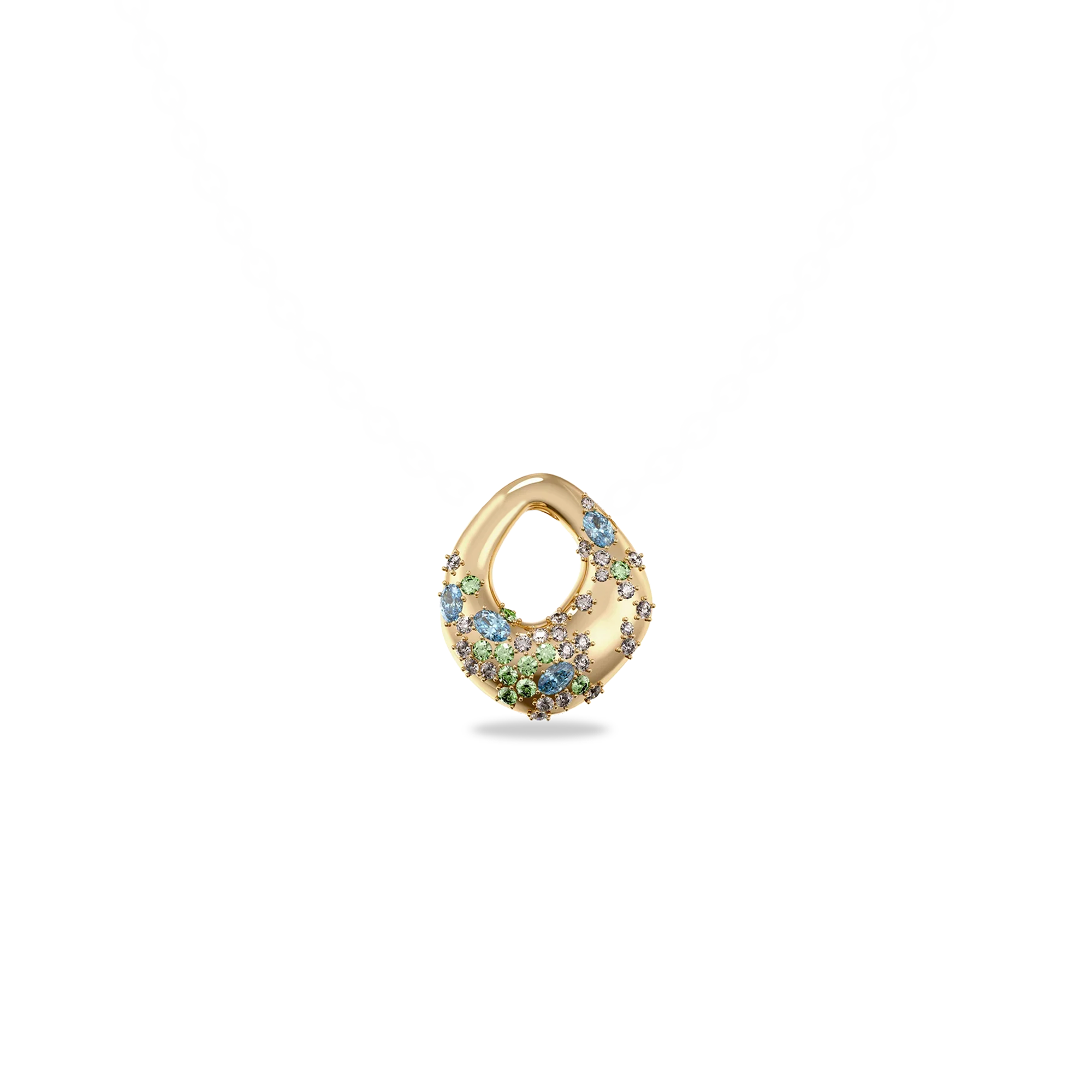 Dreamy Diamond Organic Pendant - PASCAL#color_18k-yellow-gold-vermeil-white-diamond-blue-green-gemstone