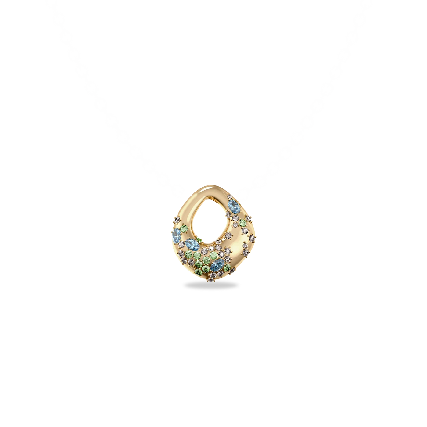 Dreamy Diamond Organic Pendant - PASCAL#color_18k-yellow-gold-vermeil-white-diamond-blue-green-gemstone