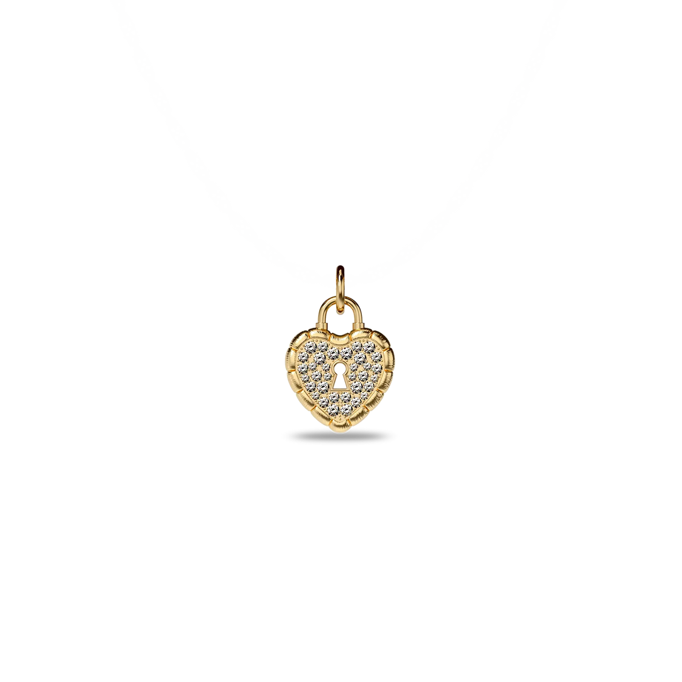 Dreamy Heart Lock Pendant, White Diamond Pavé - PASCAL#color_18k-yellow-gold-vermeil-white-diamond