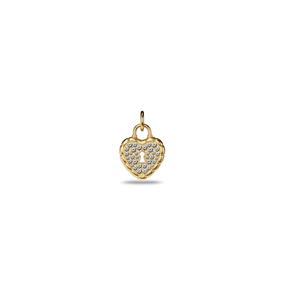 Dreamy Heart Lock Pendant, White Diamond Pavé - PASCAL#color_18k-yellow-gold-vermeil-white-diamond