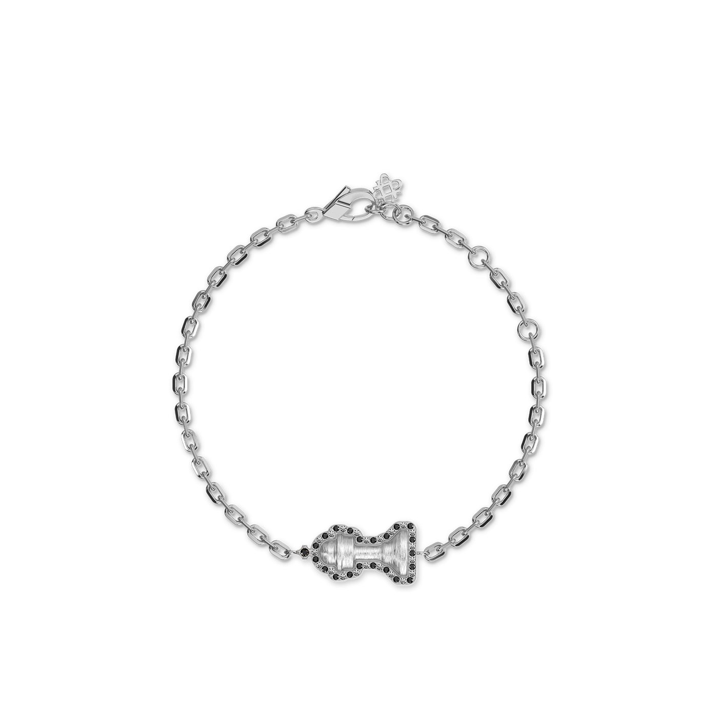 The Chess Diamond Bracelet, Queen, Black Diamond - PASCAL#color_18k-white-gold-vermeil-white-black-diamond