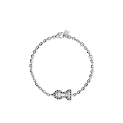 The Chess Diamond Bracelet, Queen, Black Diamond - PASCAL#color_18k-white-gold-vermeil-white-black-diamond