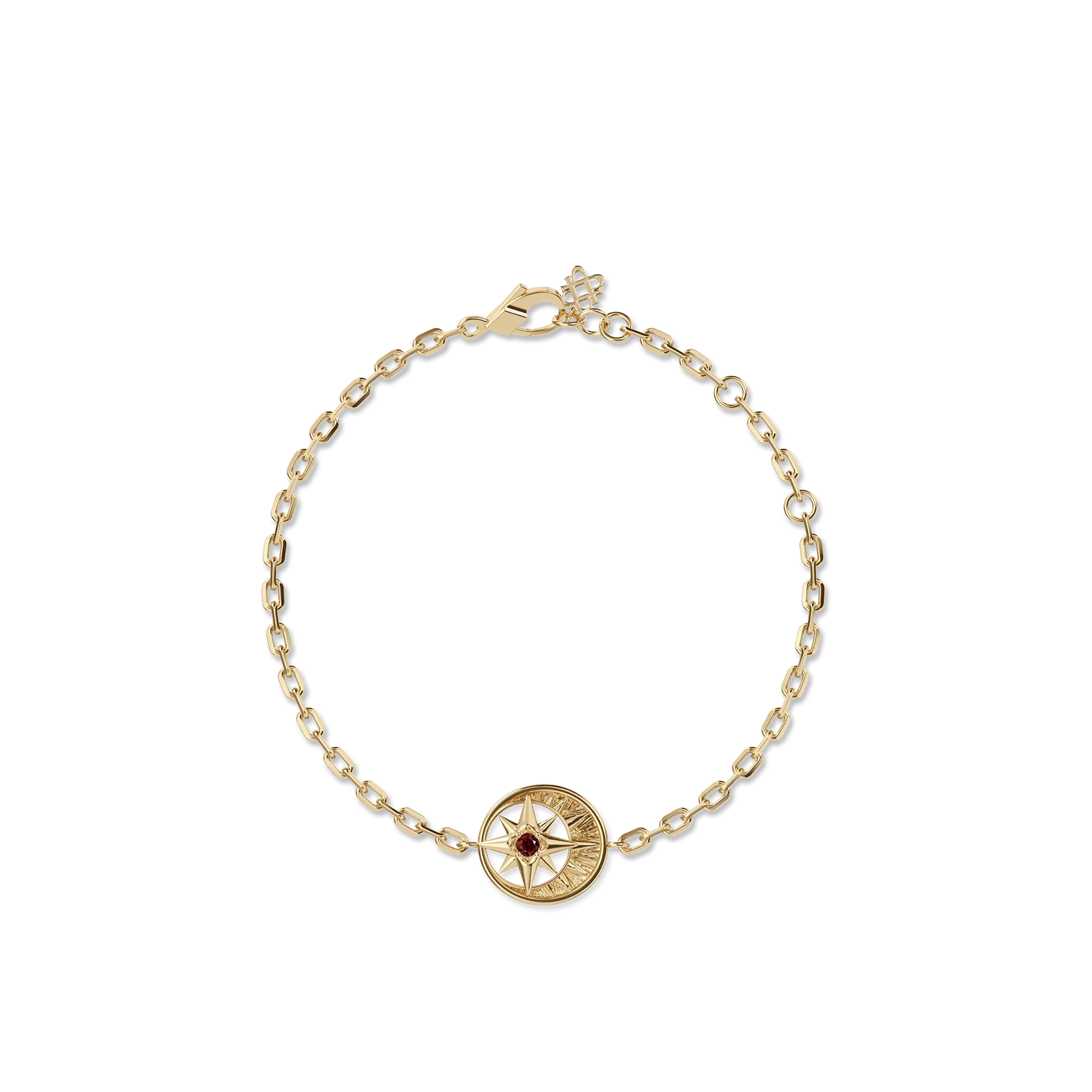 Astrological Compass Birthstone Bracelet - PASCAL#color_18k-yellow-gold-vermeil