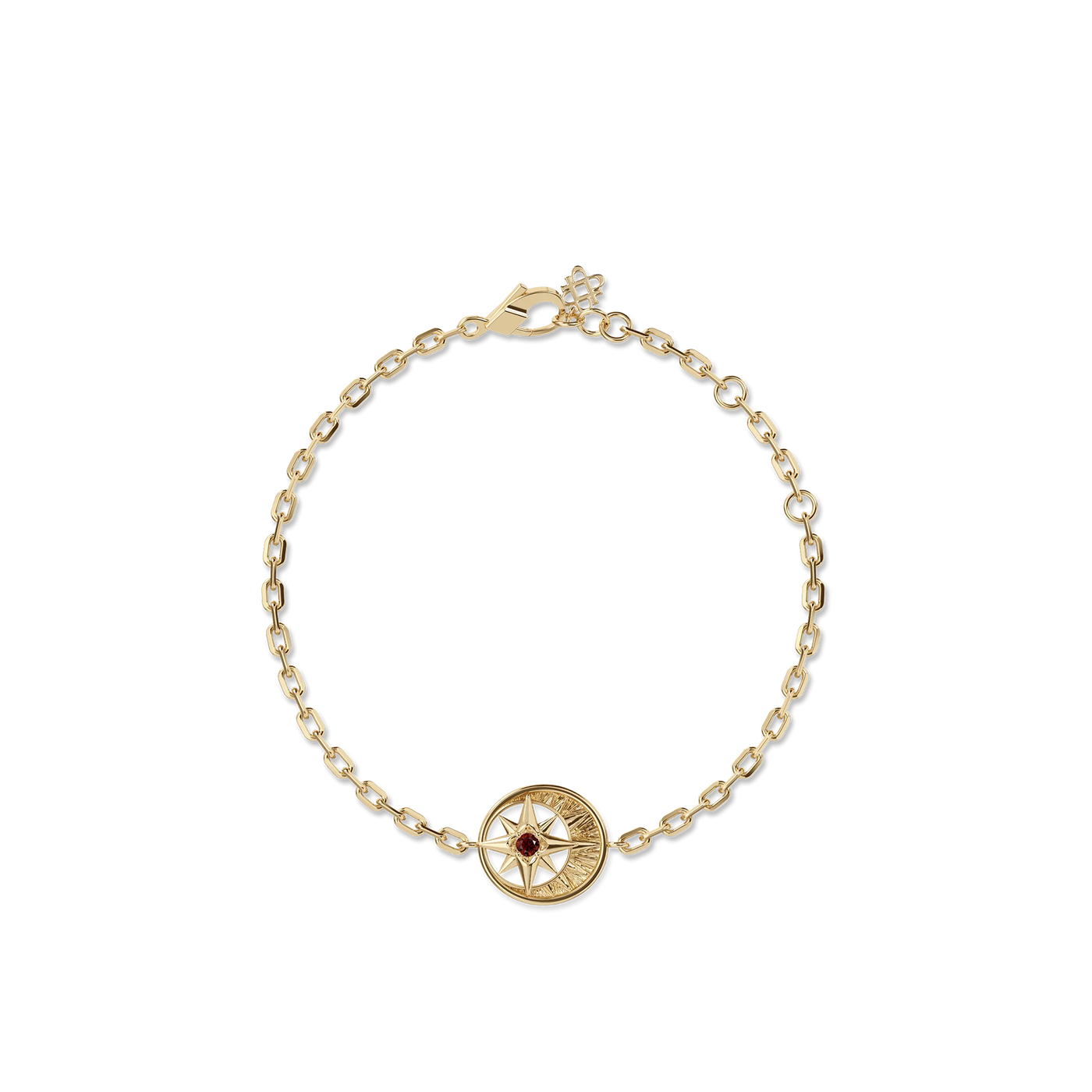 Astrological Compass Birthstone Bracelet - PASCAL#color_18k-yellow-gold-vermeil