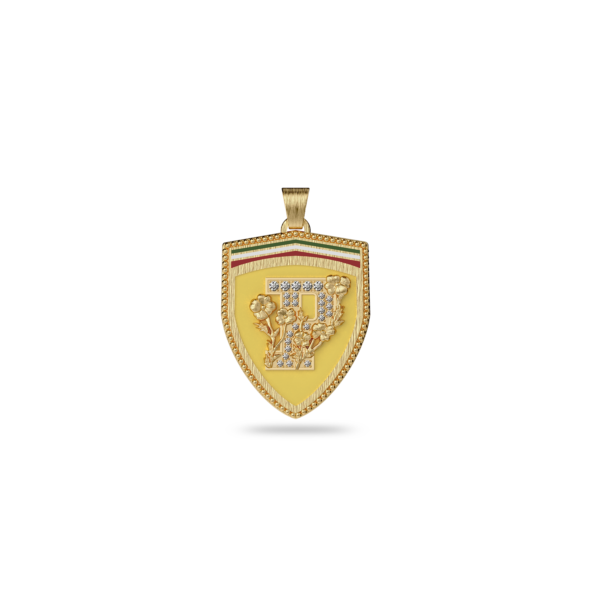 The Speed Shield Pendant, White Diamond Pavé - PASCAL