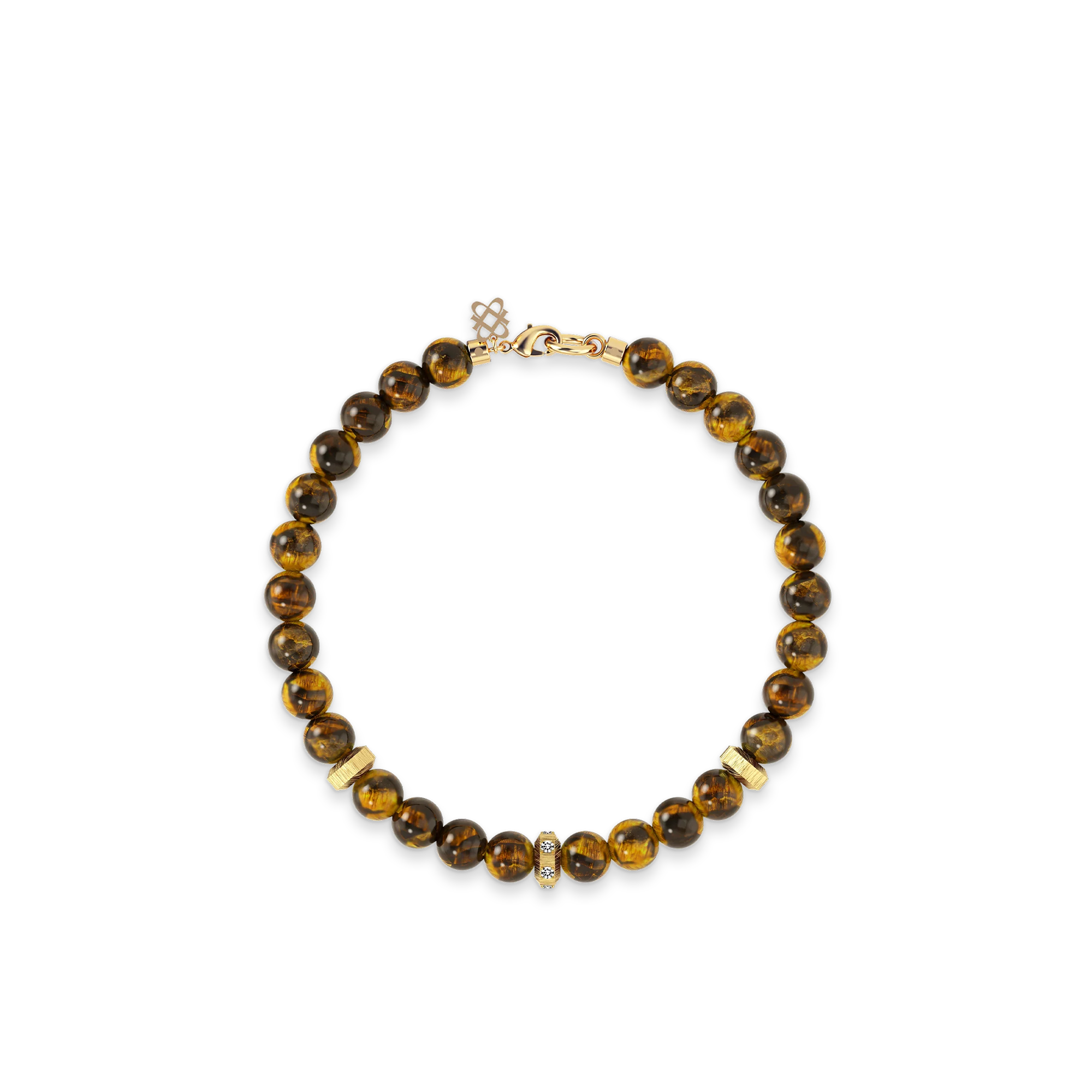 Spiritual Beads, Tiger Eye, 6mm - PASCAL#color_18k-yellow-gold-vermeil-white-diamond