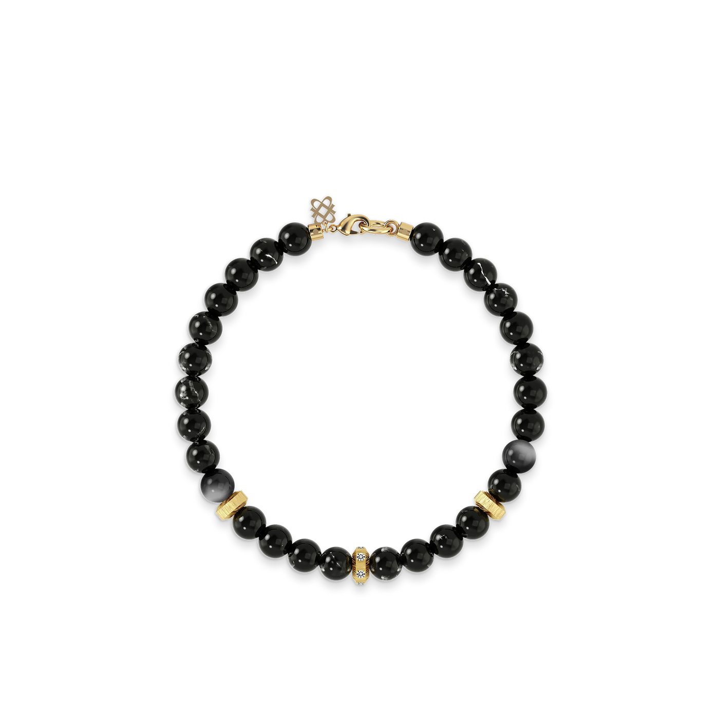 Spiritual Beads, Obsidian, 6mm - PASCAL#color_18k-yellow-gold-vermeil-white-diamond