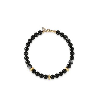 Spiritual Beads, Obsidian, 6mm - PASCAL#color_18k-yellow-gold-vermeil-white-diamond