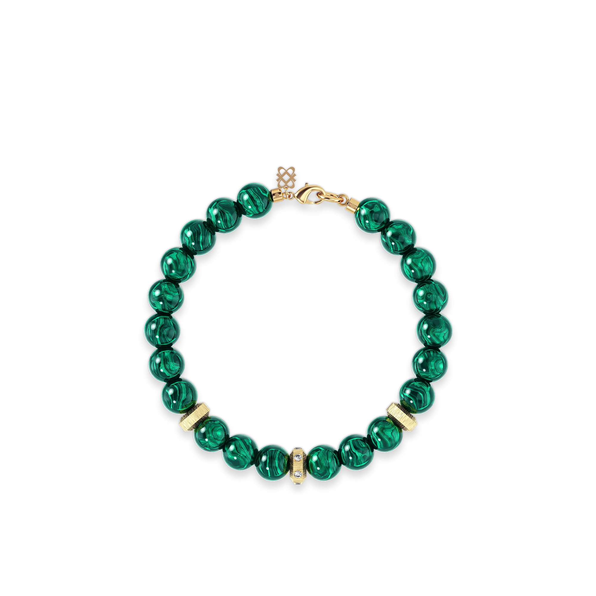 Spiritual Beads, Malachite, 8mm - PASCAL#color_18k-yellow-gold-vermeil-white-diamond