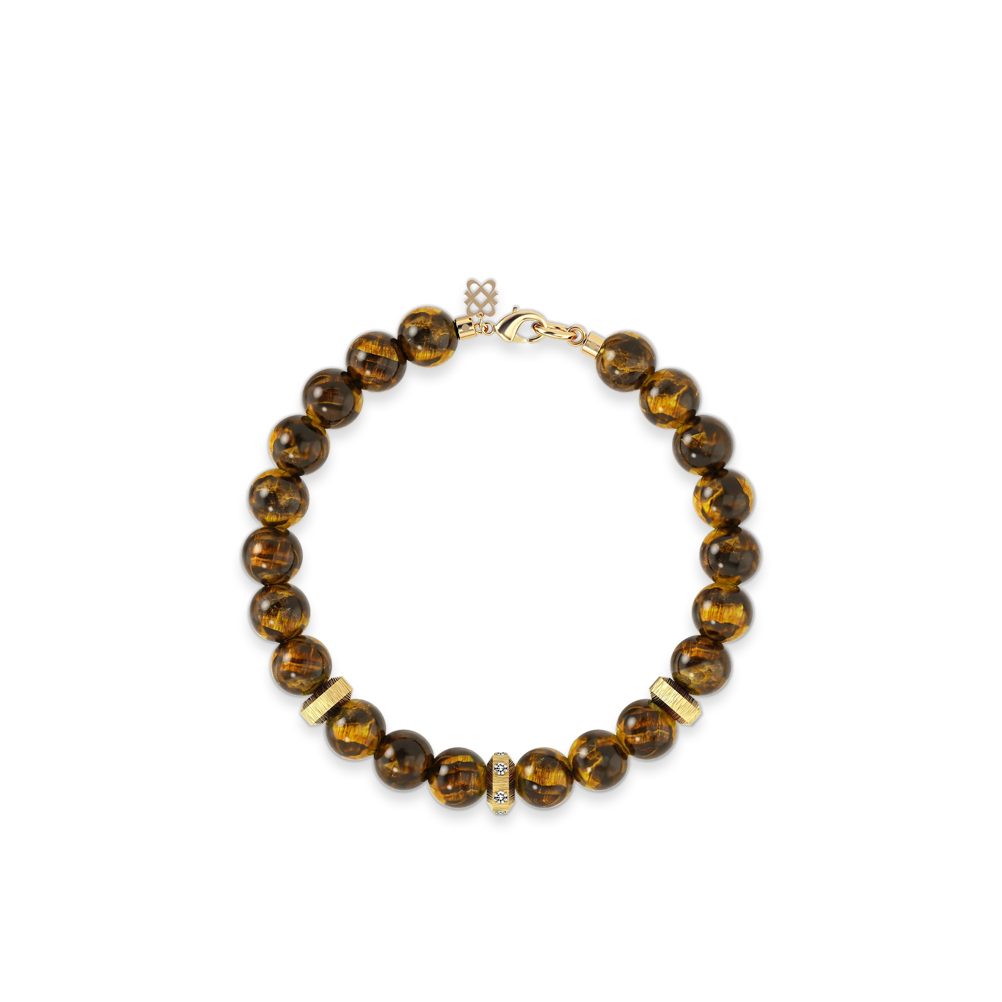 Spiritual Beads, Tiger Eye, 8mm - PASCAL#color_18k-yellow-gold-vermeil-white-diamond
