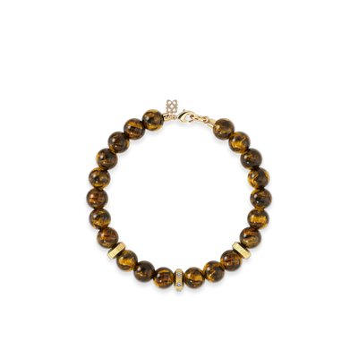 Spiritual Beads, Tiger Eye, 8mm - PASCAL#color_18k-yellow-gold-vermeil-white-diamond