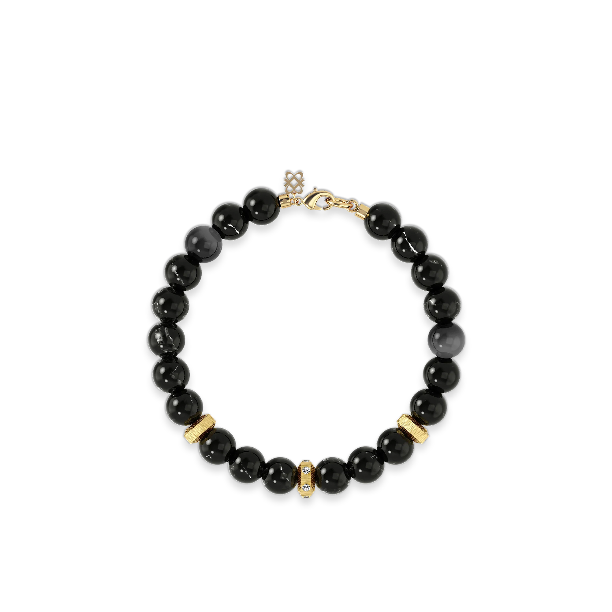 Spiritual Beads, Obsidian, 8mm - PASCAL#color_18k-yellow-gold-vermeil-white-diamond