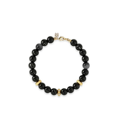Spiritual Beads, Obsidian, 8mm - PASCAL#color_18k-yellow-gold-vermeil-white-diamond