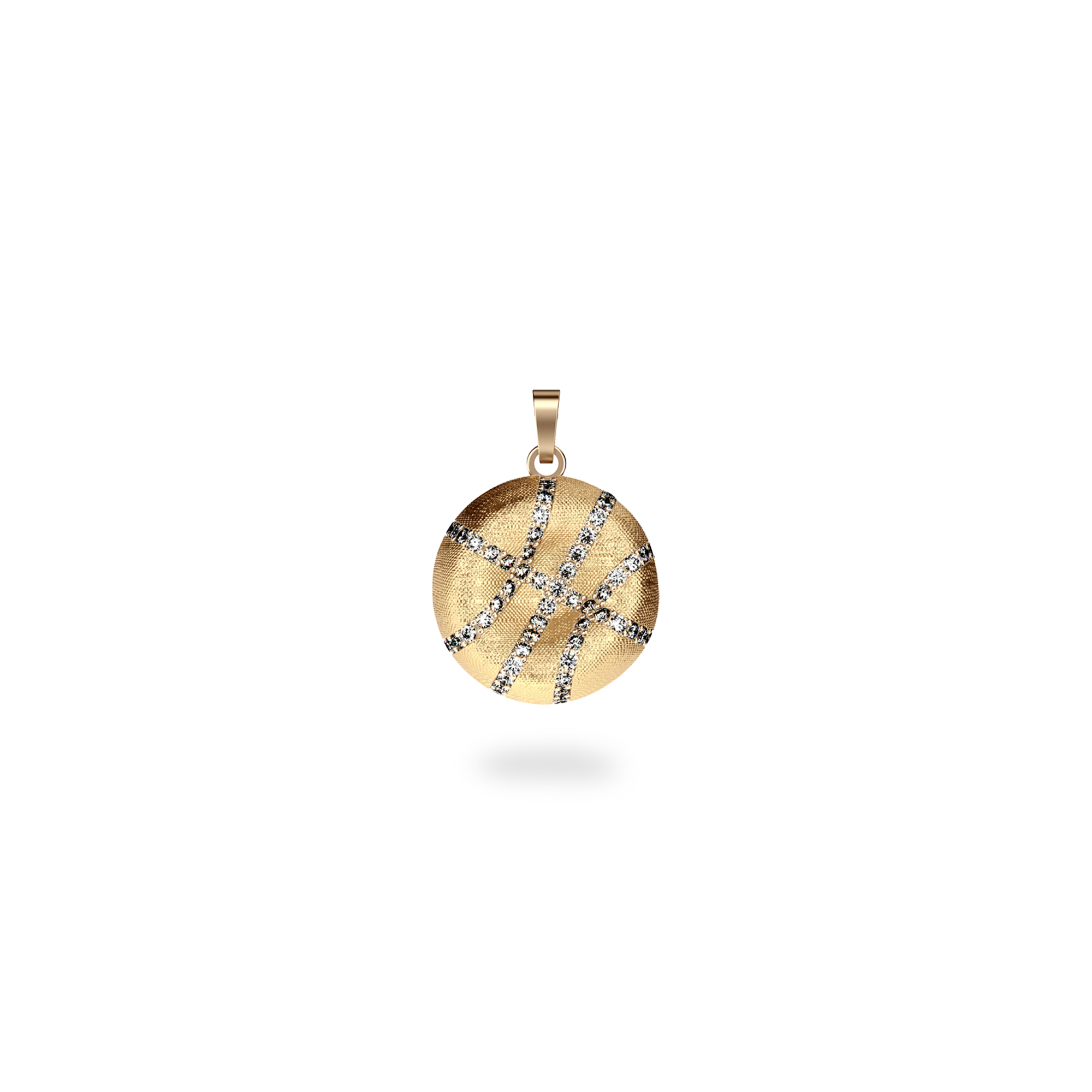 The Basketball Crooked Ball Pendant, White Diamond Pavé - PASCAL