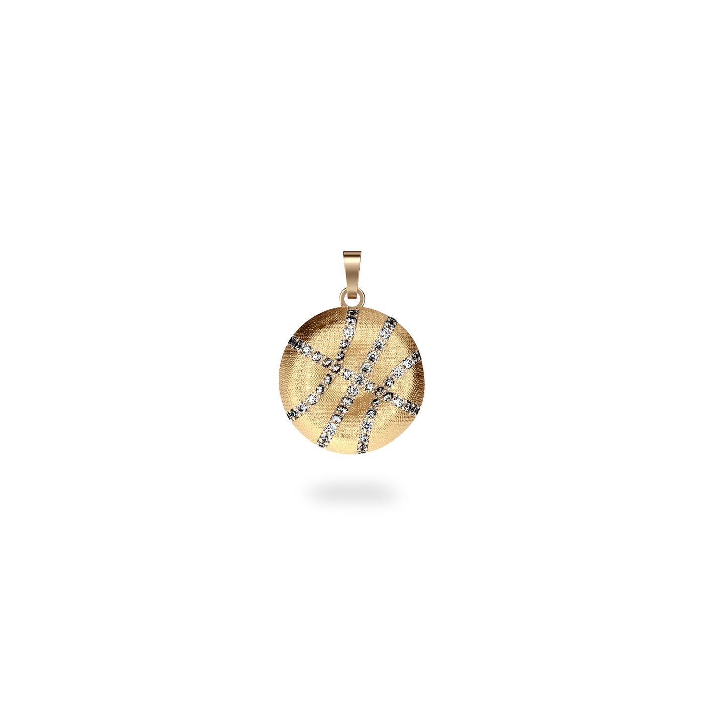 The Basketball Crooked Ball Pendant, White Diamond Pavé - PASCAL