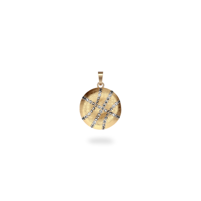 The Basketball Crooked Ball Pendant, White Diamond Pavé - PASCAL