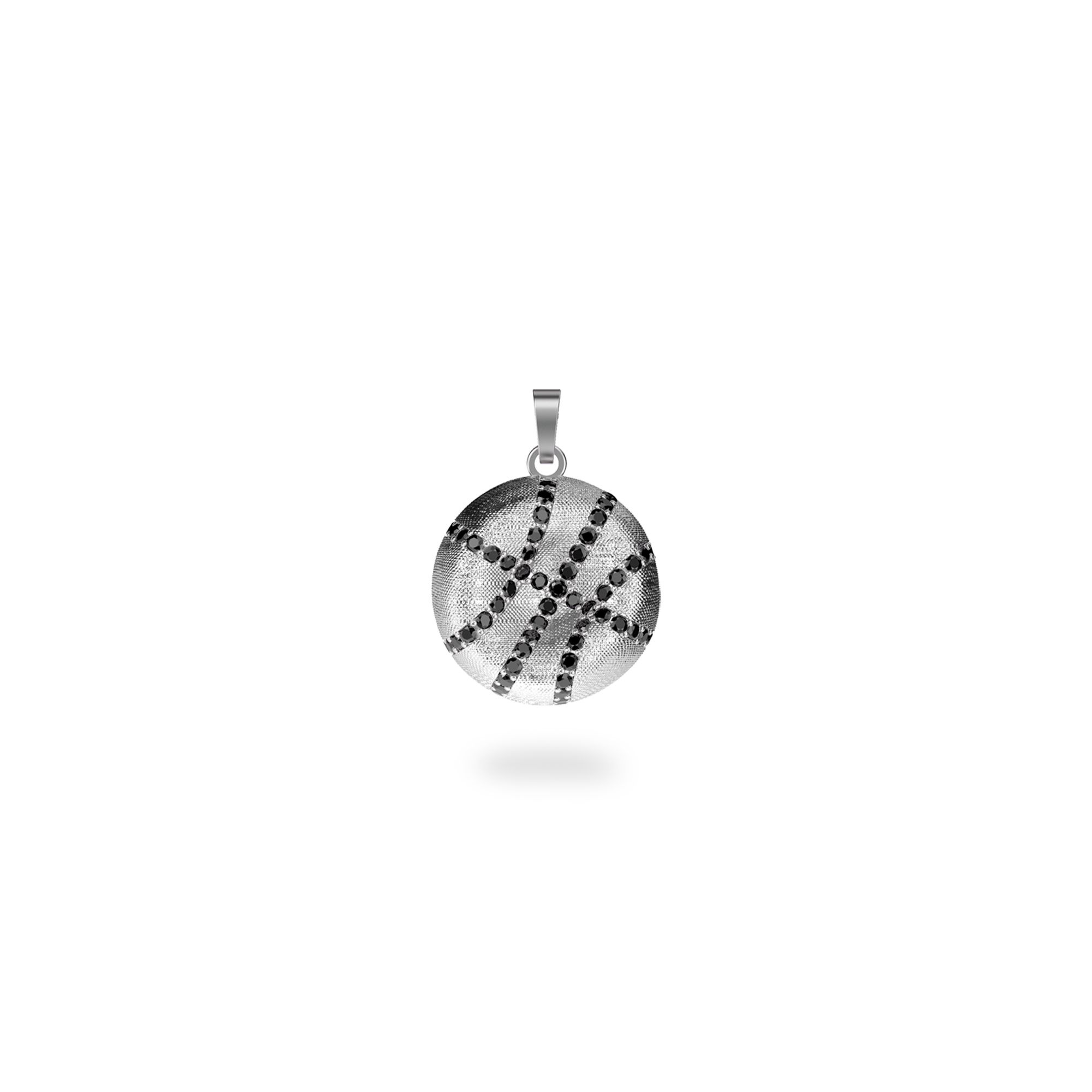 The Basketball Crooked Ball Pendant, Black Diamond Pavé - PASCAL