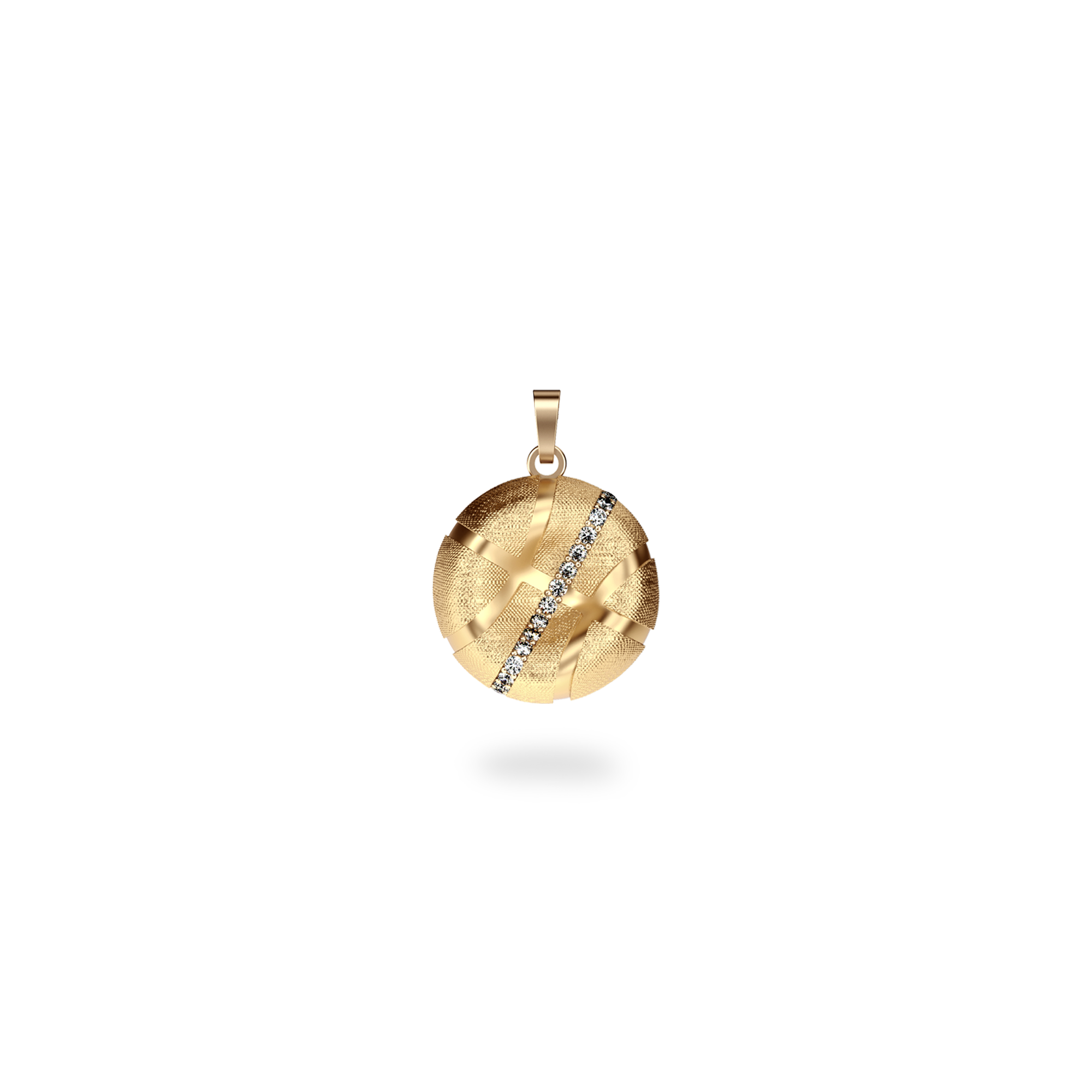 The Basketball Crooked Ball Linear Diamond Pendant, White Diamond - PASCAL