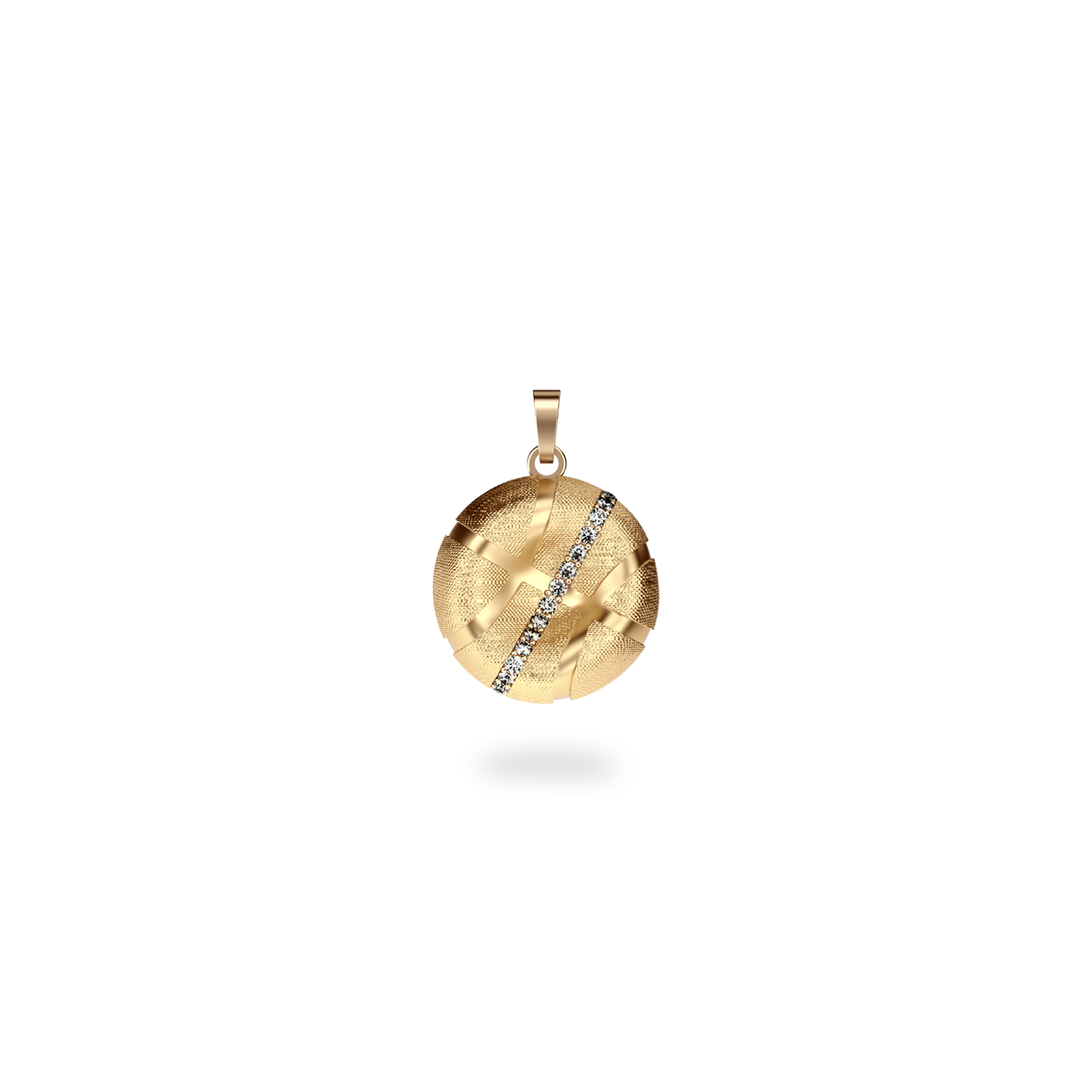 The Basketball Crooked Ball Linear Diamond Pendant, White Diamond - PASCAL