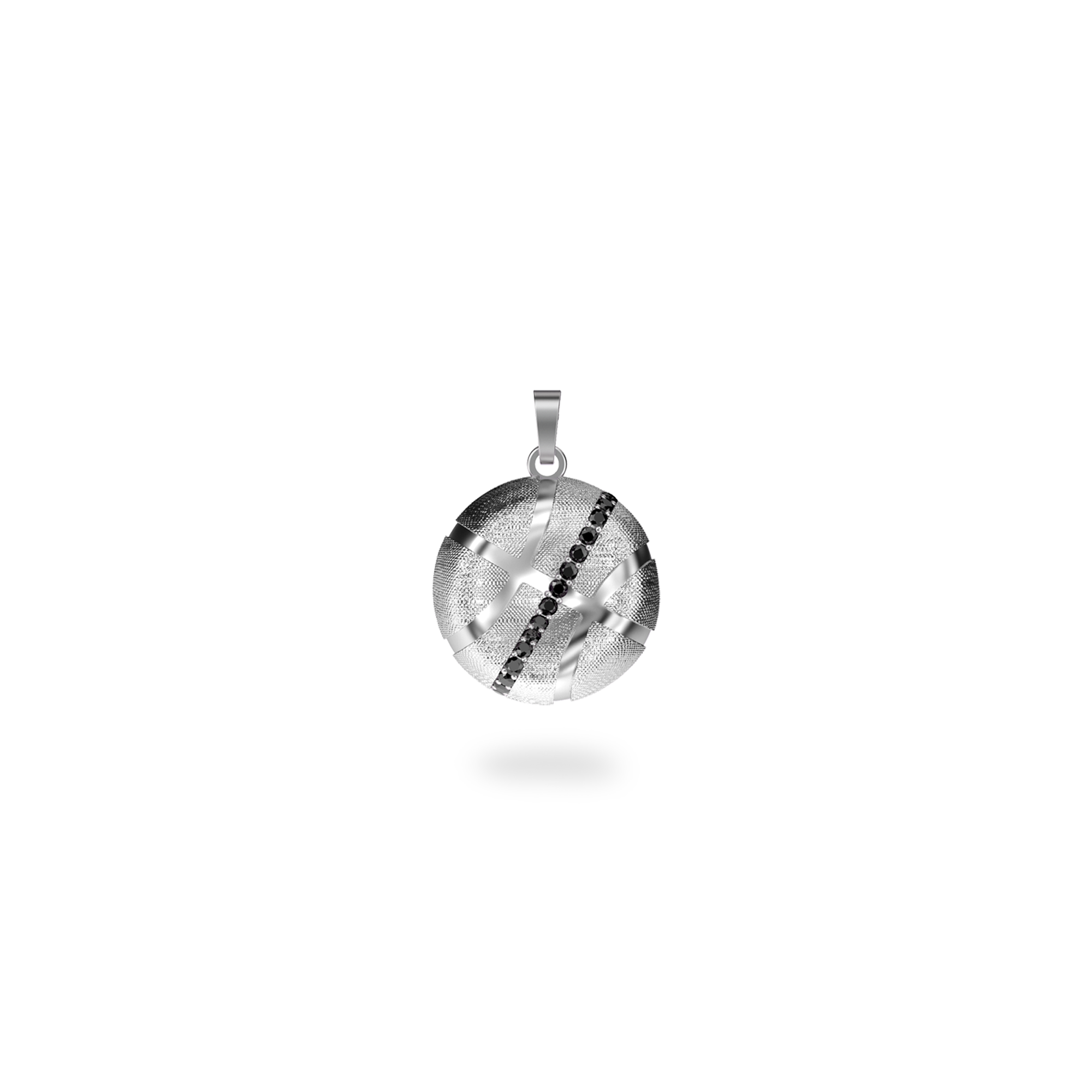 The Basketball Crooked Ball Linear Diamond Pendant, Black Diamond - PASCAL