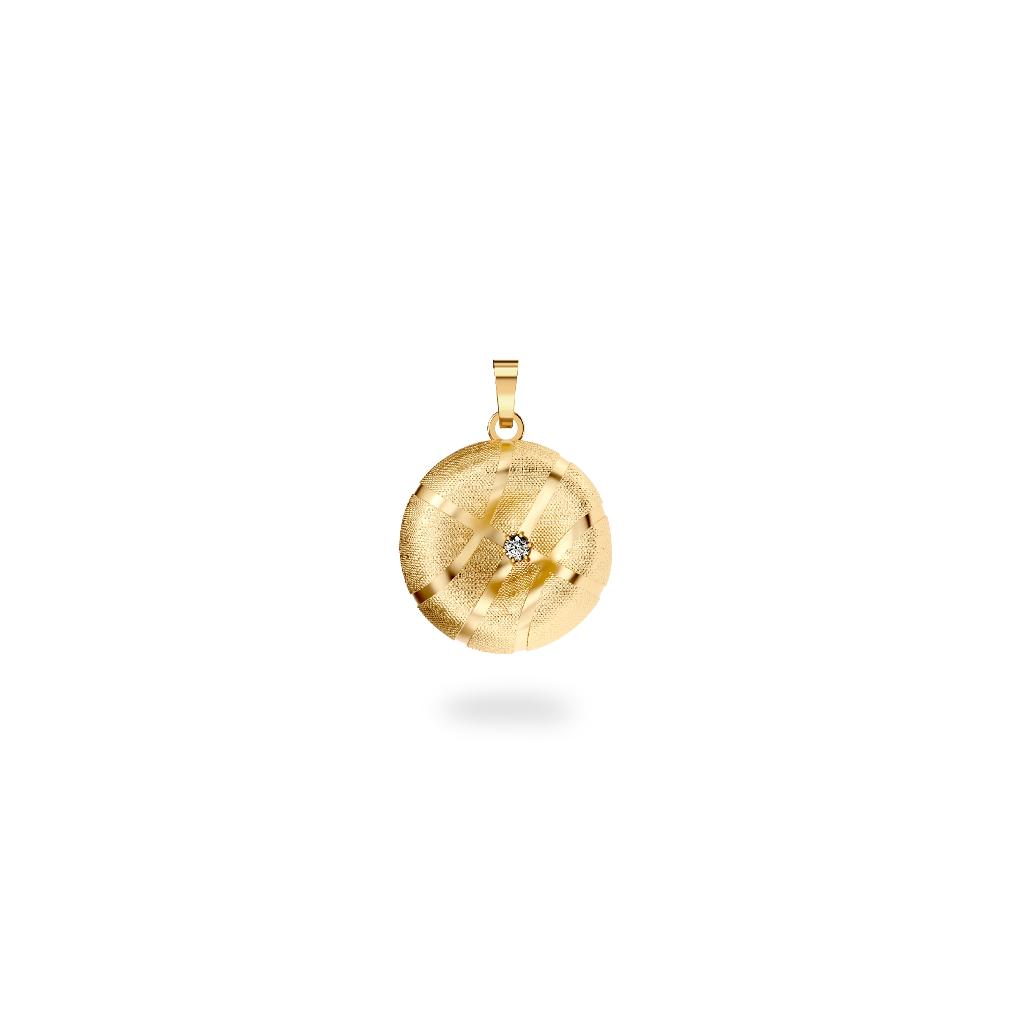 The Basketball Crooked Ball Pendant, White Diamond - PASCAL