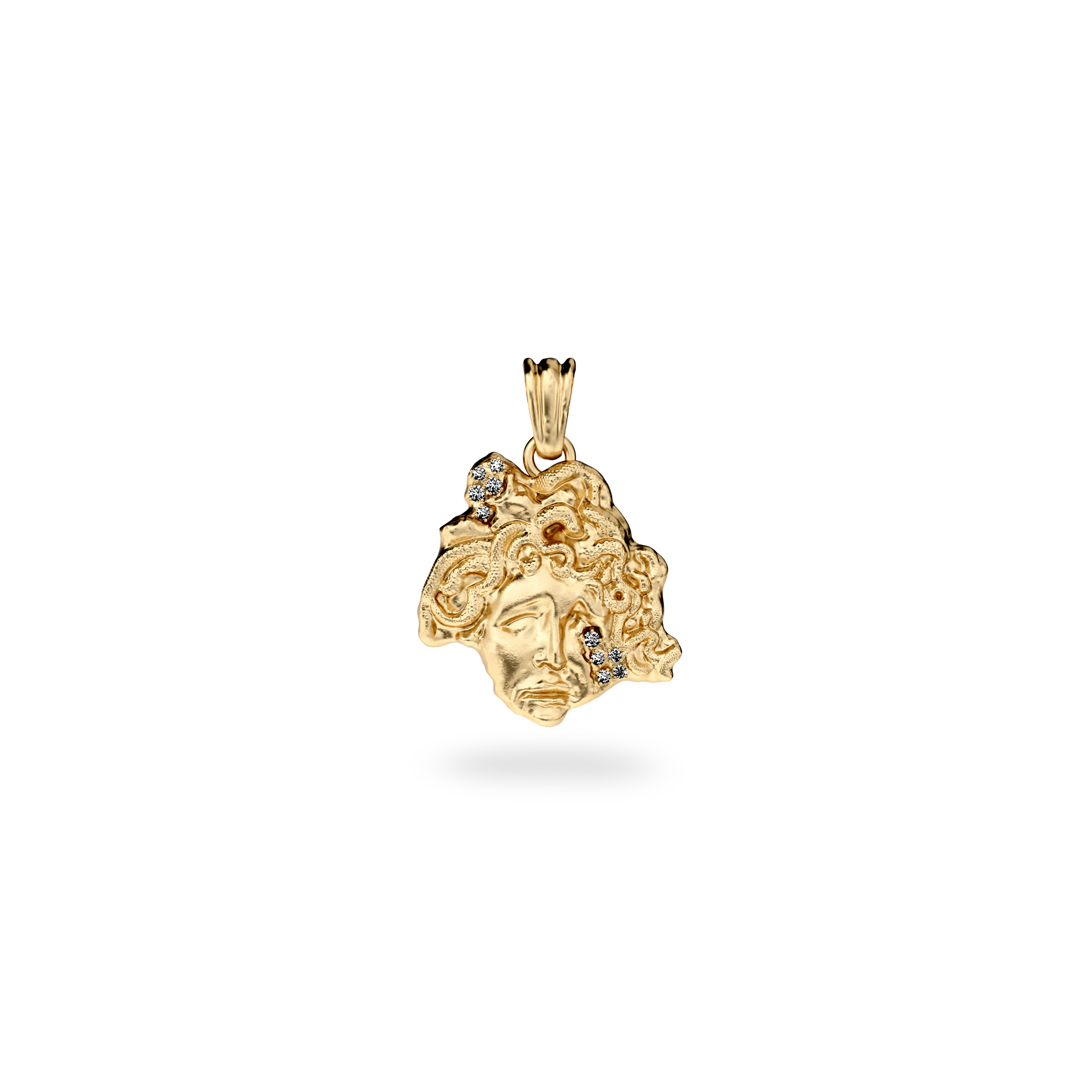 Olympus Medusa Statue Pendant, White Diamond - PASCAL#color_18k-yellow-gold-vermeil-white-diamond