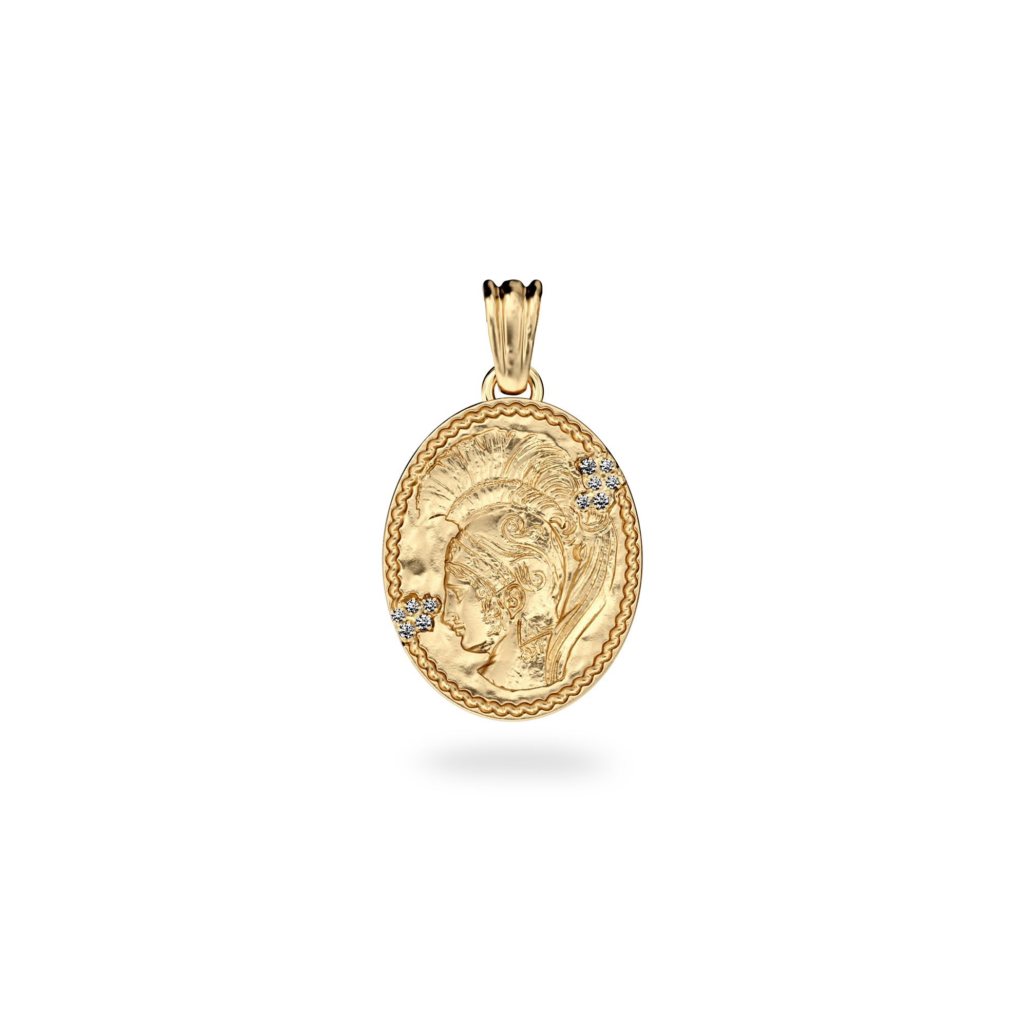 Olympus Athena Oval Pendant, White Diamond - PASCAL#color_18k-yellow-gold-vermeil-white-diamond