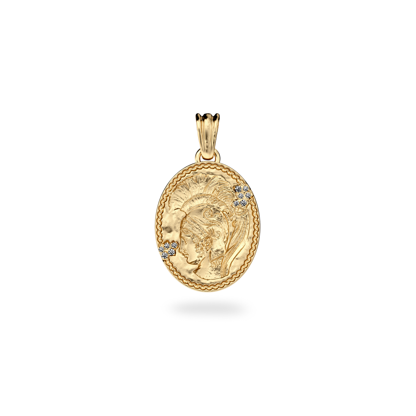 Olympus Athena Oval Pendant, White Diamond - PASCAL#color_18k-yellow-gold-vermeil-white-diamond