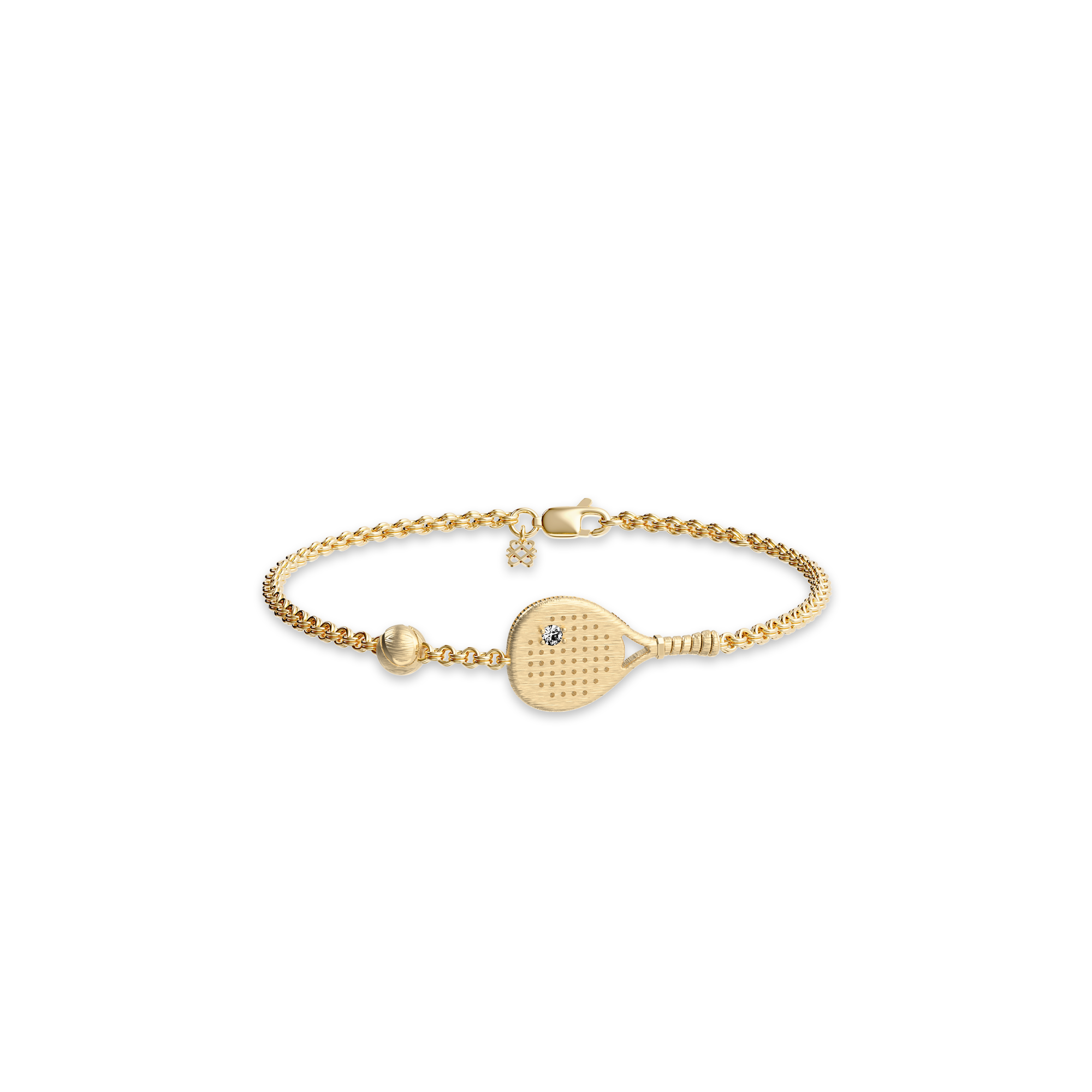 The Padel Racket Bracelet, White Diamond - PASCAL#color_18k-yellow-gold-vermeil-white-diamond
