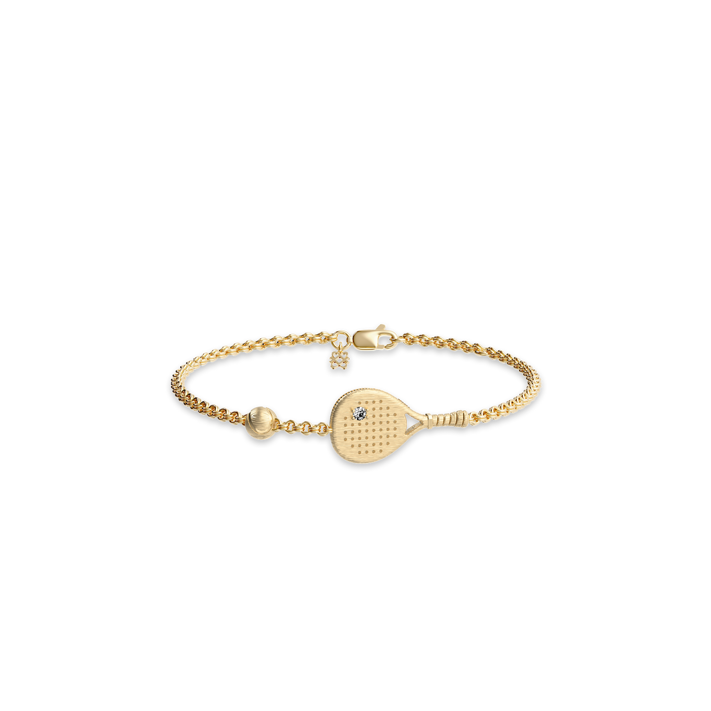 The Padel Racket Bracelet, White Diamond - PASCAL#color_18k-yellow-gold-vermeil-white-diamond