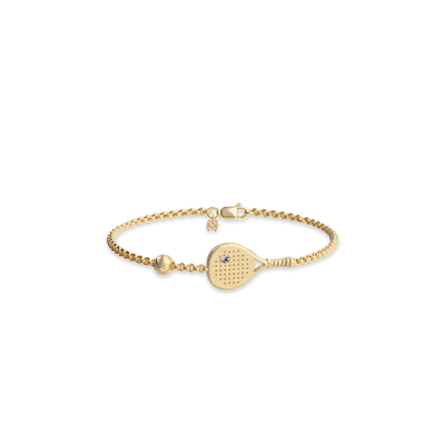 The Padel Racket Bracelet, White Diamond - PASCAL#color_18k-yellow-gold-vermeil-white-diamond