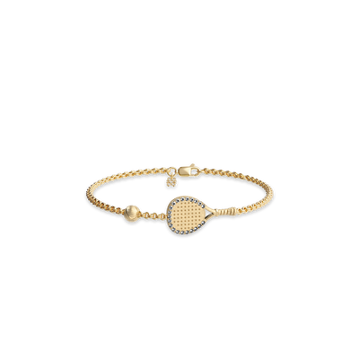 The Padel Racket Bracelet, White Diamond Halo - PASCAL#color_18k-yellow-gold-vermeil-white-diamond