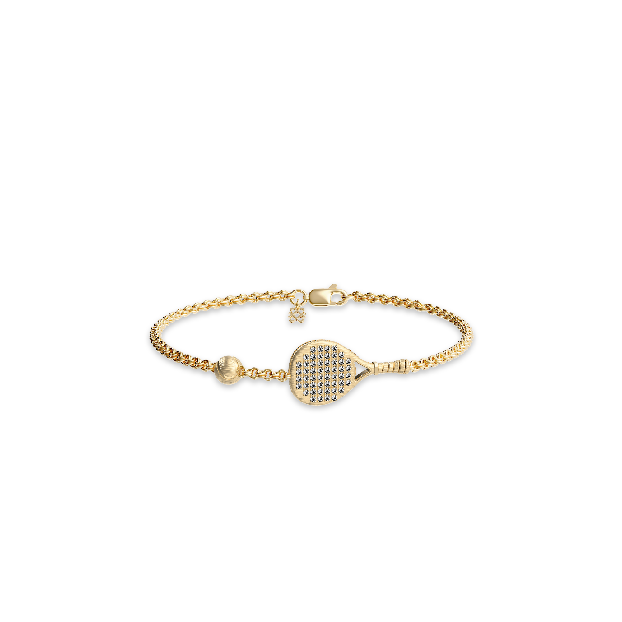 The Padel Racket Bracelet, White Diamond Pavé - PASCAL#color_18k-yellow-gold-vermeil-white-diamond