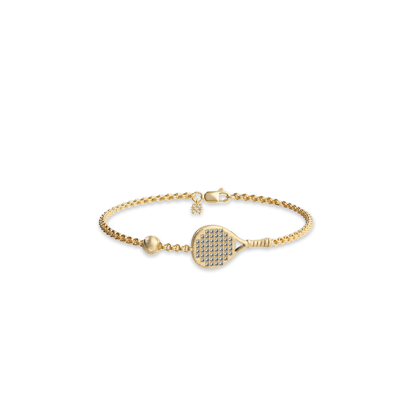 The Padel Racket Bracelet, White Diamond Pavé - PASCAL#color_18k-yellow-gold-vermeil-white-diamond