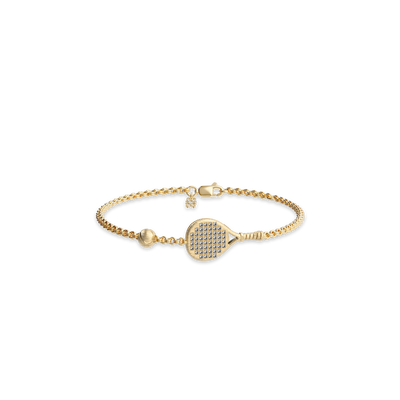 The Padel Racket Bracelet, White Diamond Pavé - PASCAL#color_18k-yellow-gold-vermeil-white-diamond