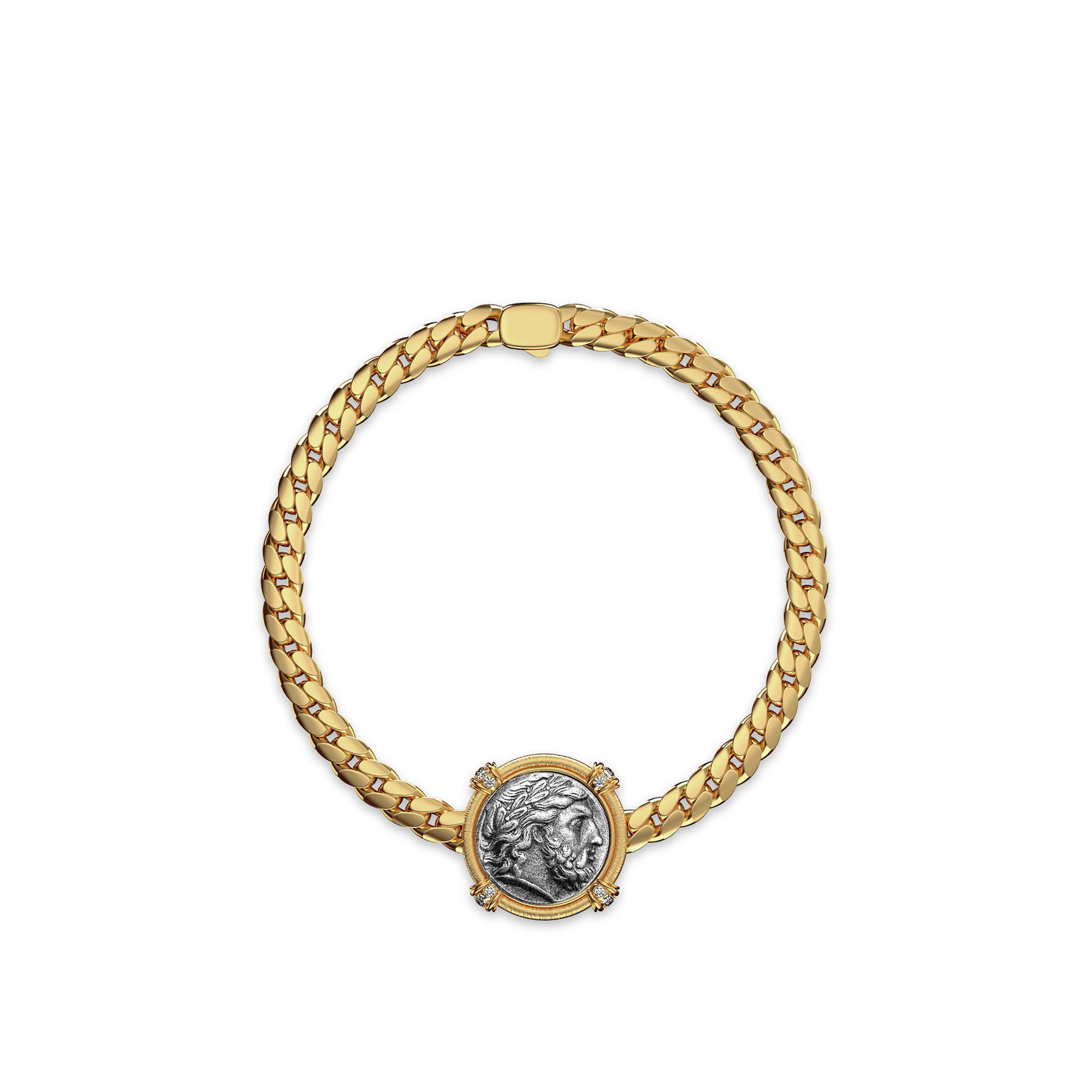 The Great Civitas Zeus Coin Bracelet, White Diamond - PASCAL