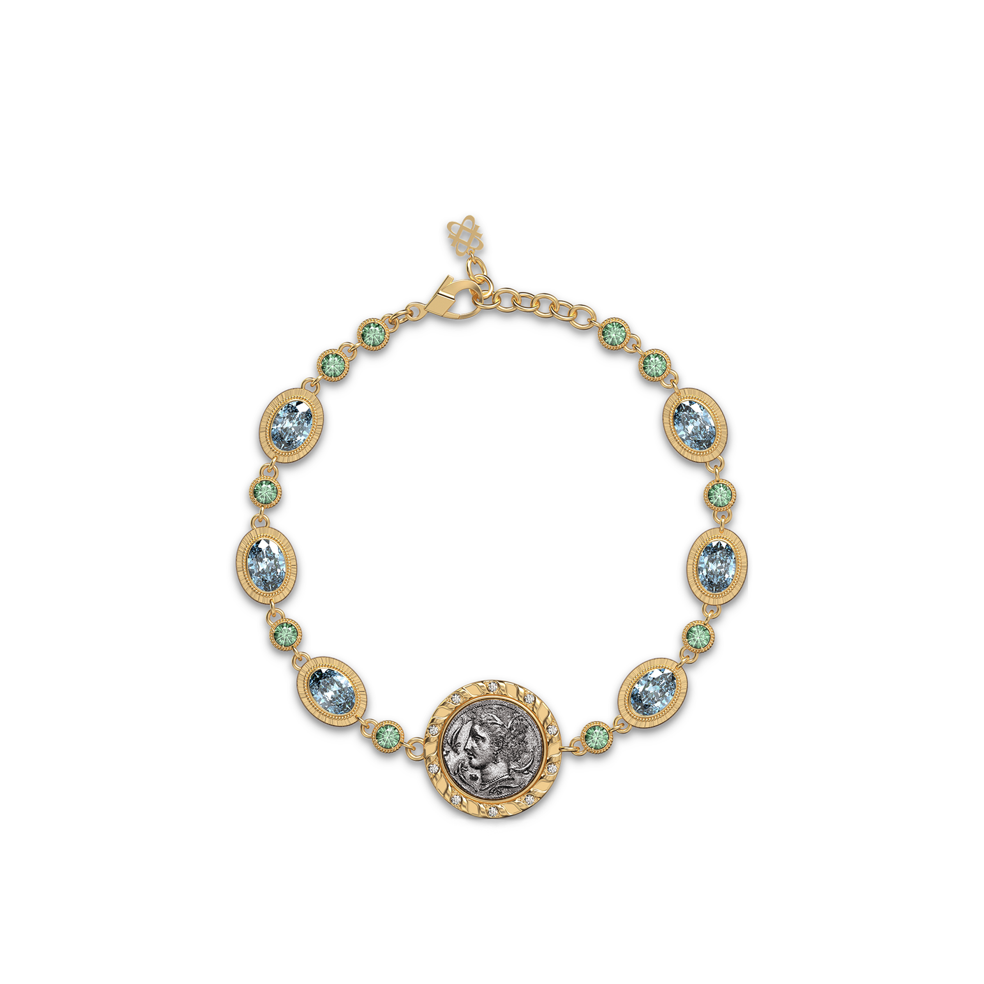 The Great Civitas Arethusa Coin Bracelet, White Diamond - PASCAL#color_18k-yellow-gold-vermeil-white-diamond