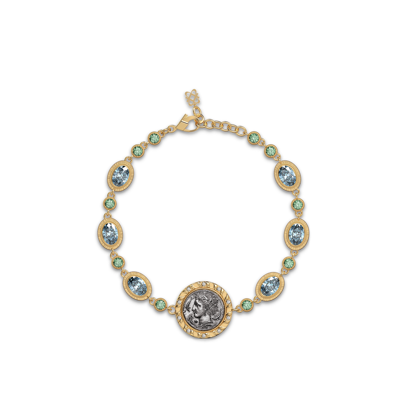 The Great Civitas Arethusa Coin Bracelet, White Diamond - PASCAL#color_18k-yellow-gold-vermeil-white-diamond