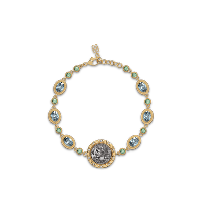 The Great Civitas Arethusa Coin Bracelet, White Diamond - PASCAL#color_18k-yellow-gold-vermeil-white-diamond